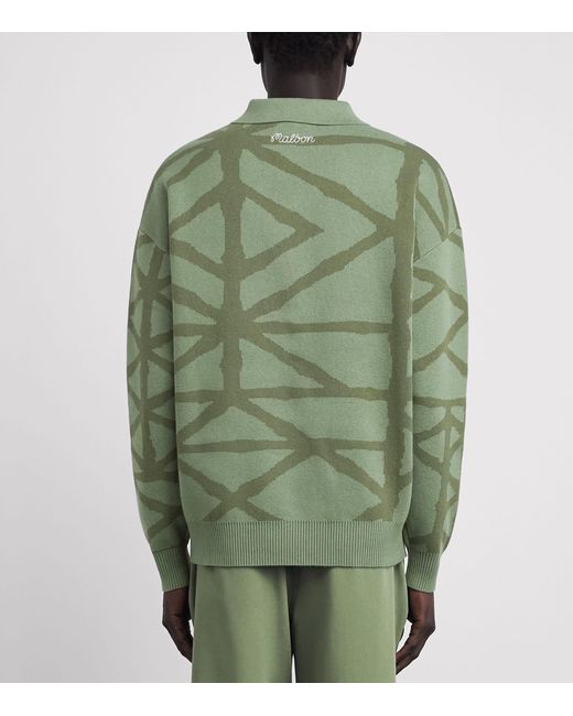 Malbon Green Cotton Verdant Quarter-Zip Sweater for men