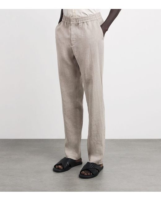 Sunspel Gray Linen Drawstring Trousers for men