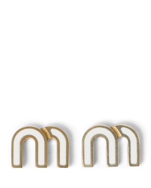 Miu Miu Metallic Enamelled Logo Earrings
