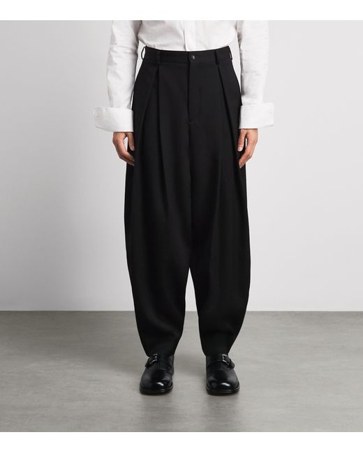 Comme des Garçons Black Wool Pleated Trousers for men