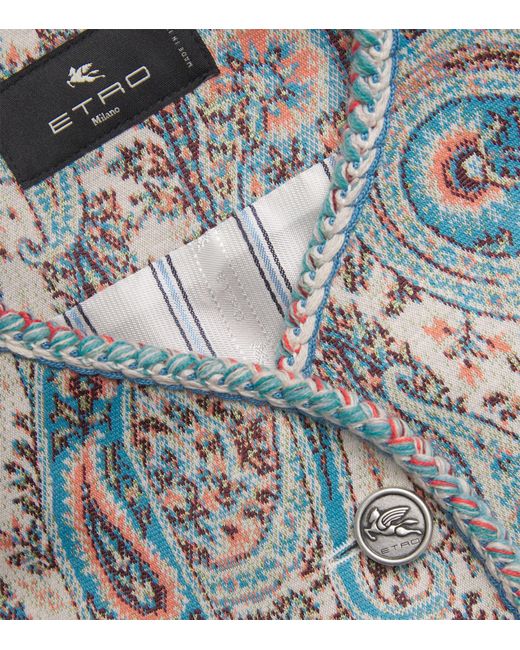 Etro Blue Paisley Single-Breasted Waistcoat