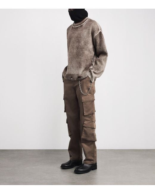 Represent Brown Wool Distressed Sweater for men