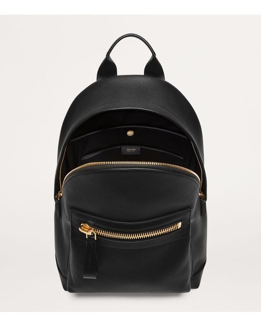 Tom Ford Black Grained Leather Buckley Backpack for men