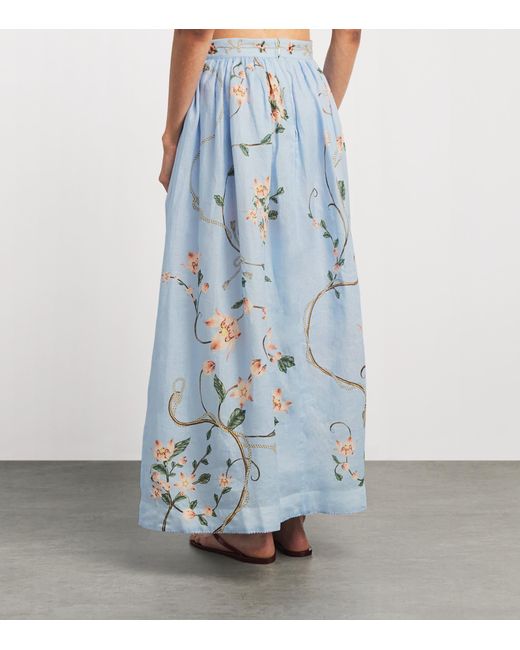 Agua Bendita Blue Cotton Tangelo Navegante Maxi Skirt