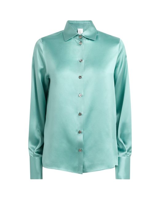 Eleventy Green Silk Long-Sleeve Shirt