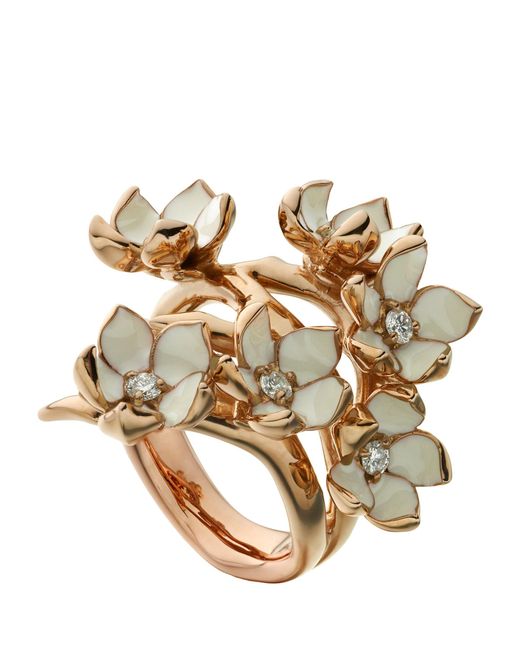 Shaun Leane Metallic Gold Vermeil And Diamond Cherry Blossom Full Flower Ring