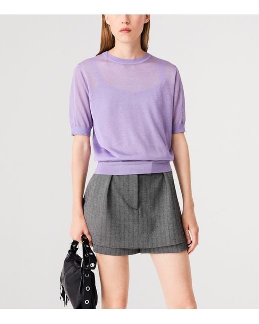 Maje Purple Knit T-Shirt And Cami Top Set