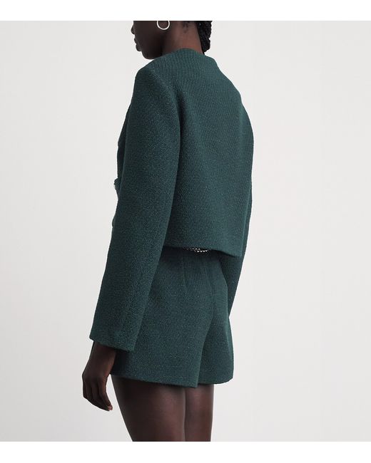 Maje Green Tweed Cropped Jacket
