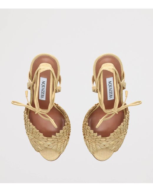 Aquazzura Metallic Raffia Rio Flirt Heeled Sandals 105