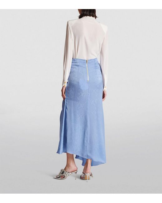 Balmain Blue Ruched Maxi Skirt