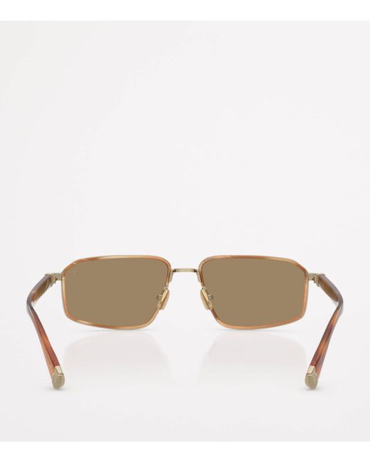 Brunello Cucinelli Natural Titanium Rectangle Jarama Sunglasses for men