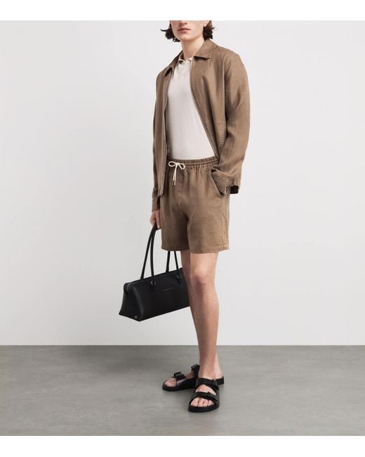 NN07 Brown Linen Drawstring Gregor Shorts for men