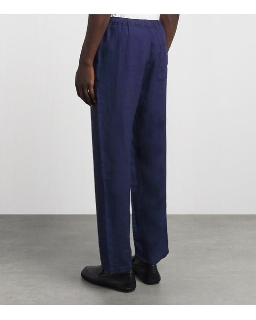 FRAME Blue Linen Drawstring Trousers for men