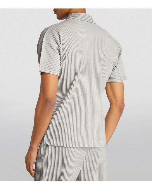 Homme Plissé Issey Miyake Gray Pleated Polo Shirt for men