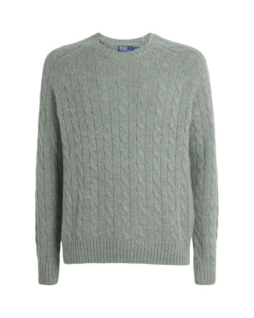 Polo Ralph Lauren Green Wool-Blend Elbow-Patch Sweater for men