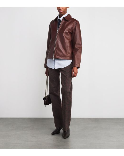 Rag & Bone Brown Leopard Shea Straight High-Rise Jeans