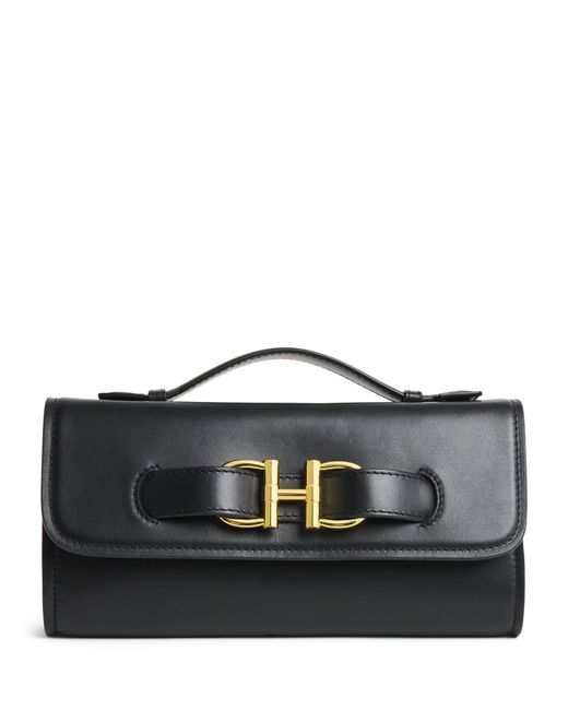 Harrods Black Leather Snaffle East West Purse
