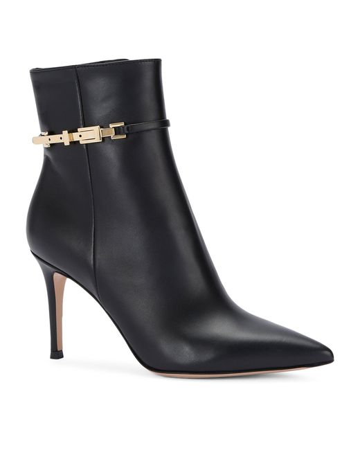 Gianvito Rossi Black Leather Carrey Heeled Boots 85