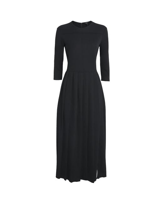 theory pleated midi dress in sleek poplin Theory Satin Sunburst Pleated Midi-Dress