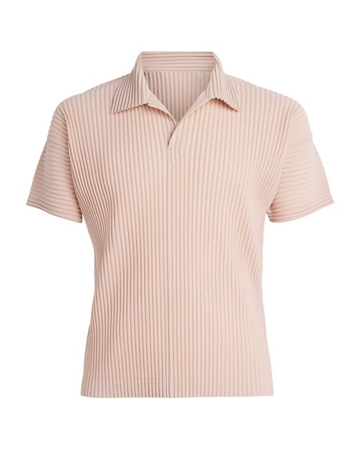 Homme Plissé Issey Miyake Pink Pleated Polo Shirt for men