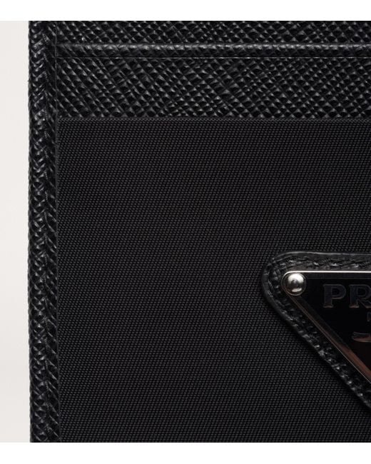 Prada Black Triangle-Logo Leather Wallet for men