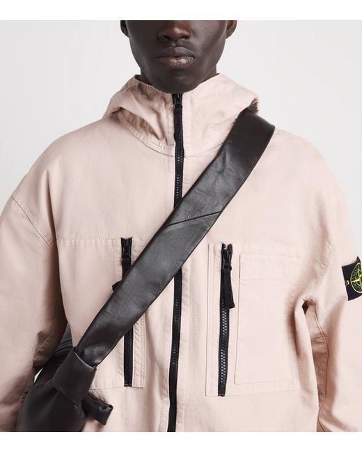 Stone Island Pink Organic Cotton Ripstop Hooded Overshirt for men