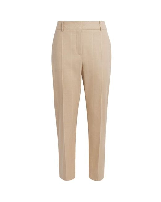 Eleventy Natural Wool Stripe Straight Trousers