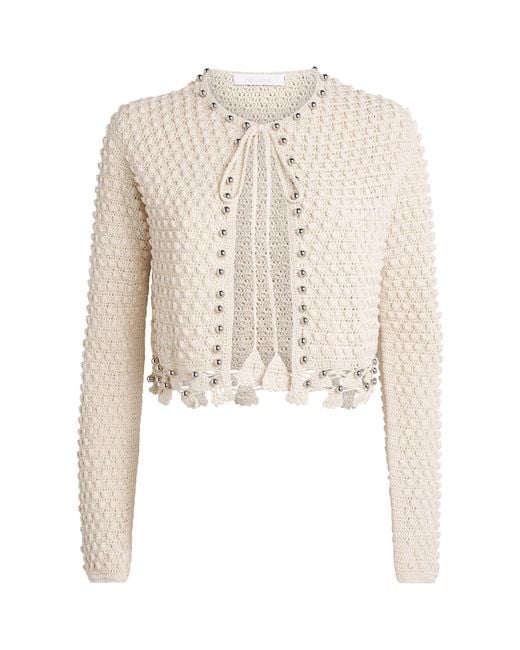 Rabanne Natural Cotton Crochet Tie-Detail Cardigan