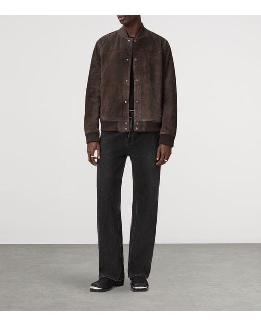 AllSaints Brown Wool Stafford Bomber Jacket for men