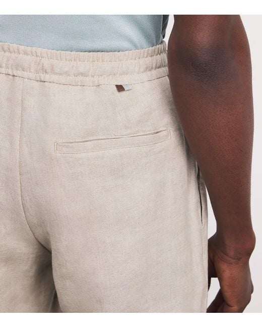 Canali Natural Linen Drawstring Trousers for men