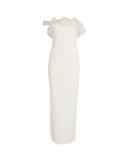 Alessandra Rich White Organza-trim Maxi Dress