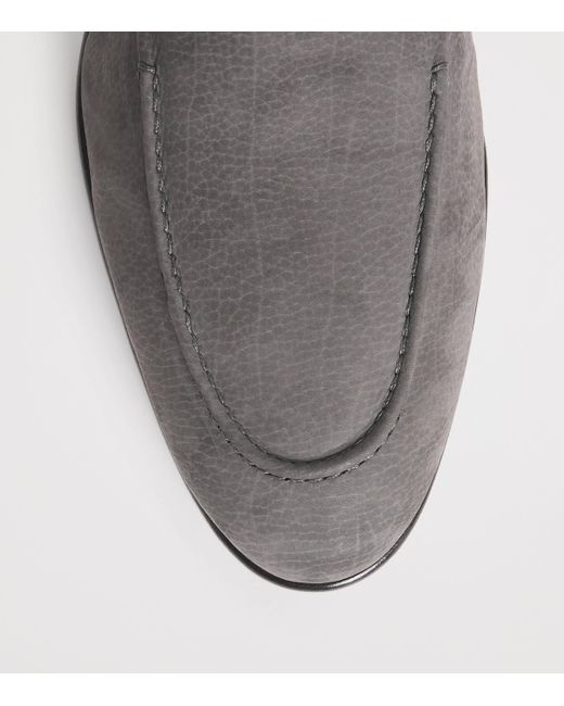 Brioni Gray Nubuck Leather Appia Loafers