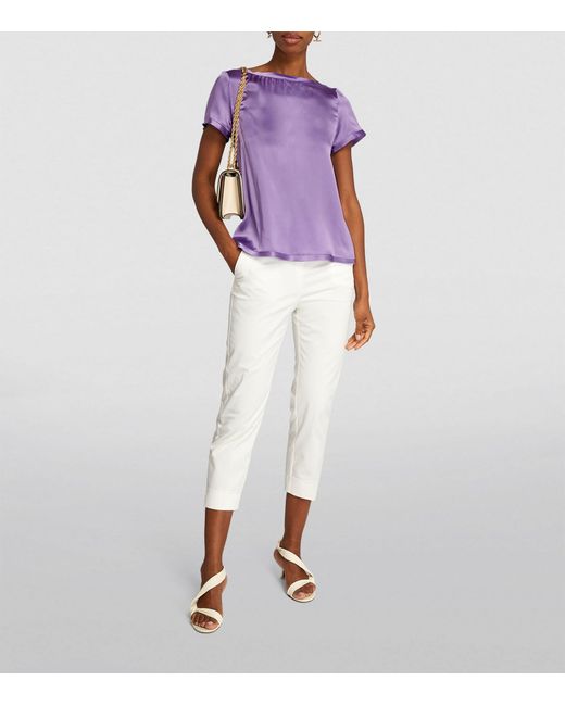 MAX&Co. Purple Silk Short-sleeve Blouse