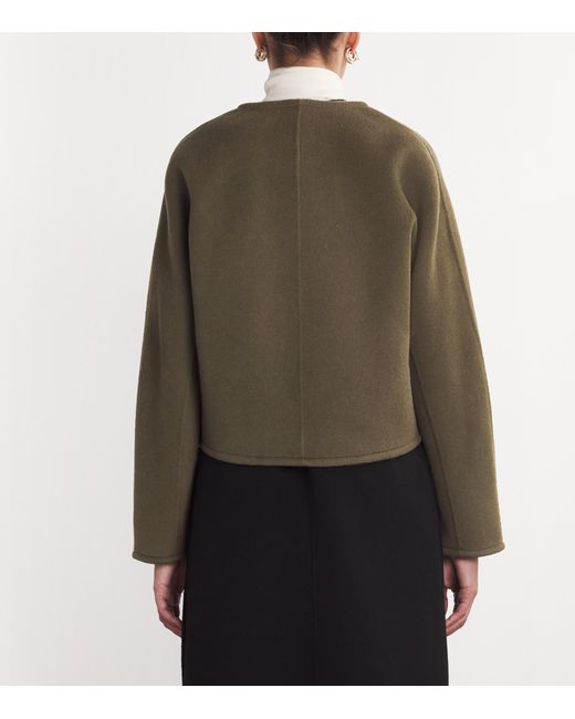Yves Salomon Green Wool-Cashmere Structured Jacket