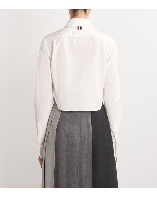 Thom Browne White Cotton Poplin Cropped Shirt