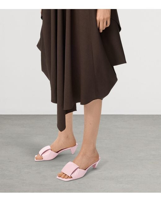 Loewe Pink Leather Origami Mules 45