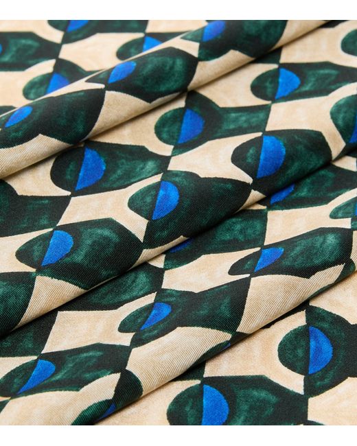 Weekend by Maxmara Green Silk Geometric Print Scarf