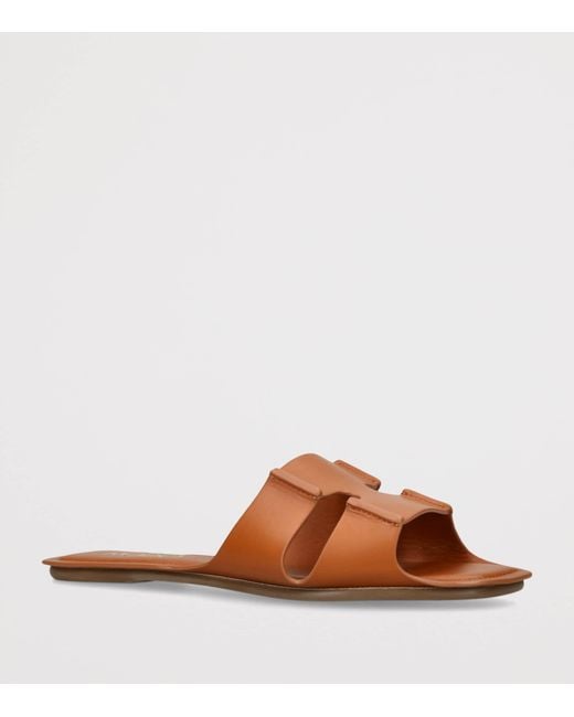 Rodo Brown Leather Sellier Flat Sandals
