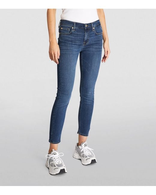 7 For All Mankind Blue Bair High-Rise Ankle Skinny Jeans