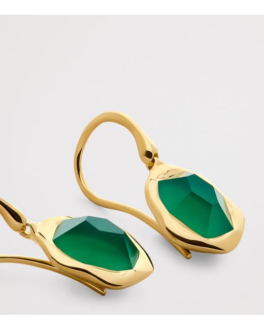 Monica Vinader Green Vermeil And Onyx Odyssey Drop Earrings