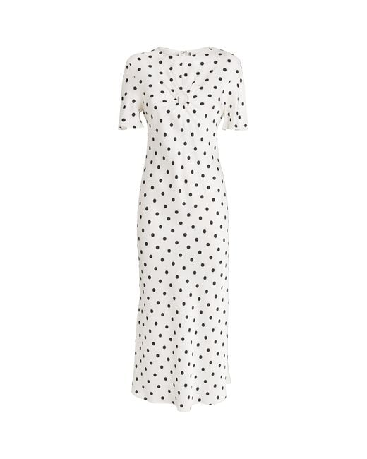 Claudie Pierlot White Satin Polka-Dot Maxi Dress