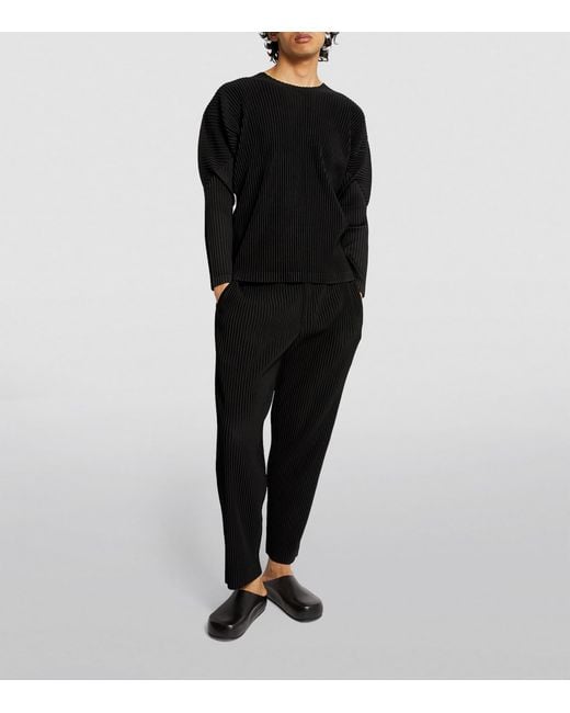 Homme Plissé Issey Miyake Black Pleated Long-Sleeved Top for men