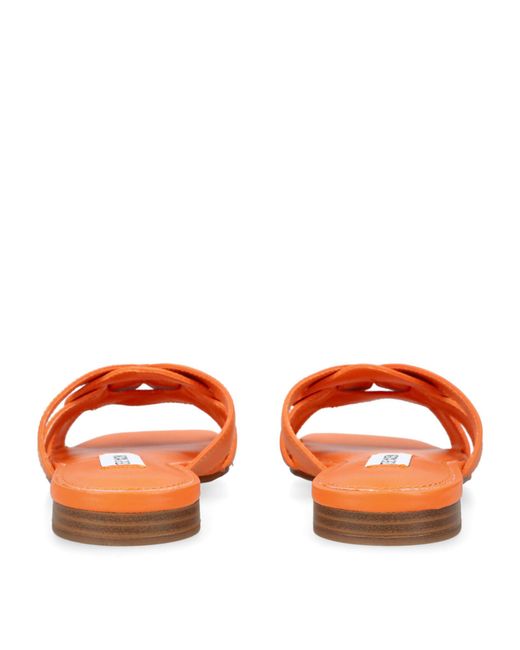 Steve Madden Orange Leather-blend Vcay 807 Flat Sandals