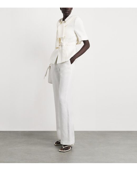 Eleventy White Linen Elasticated Trousers