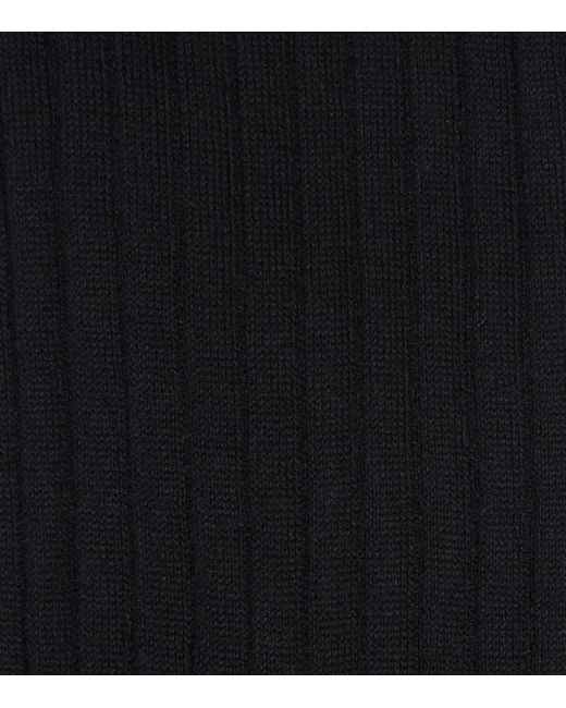 Falke Black Egyptian Cotton Ribbed Socks for men
