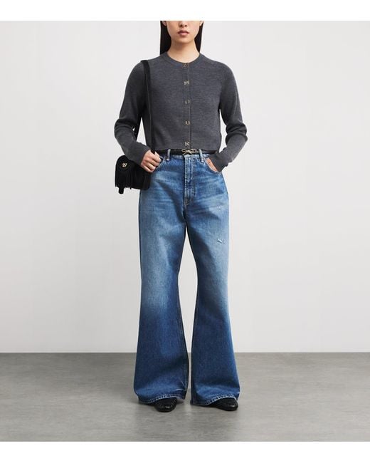 Maje Black Wool Rib-Knit Cardigan
