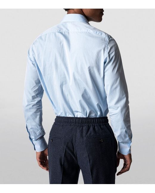 Isaia Blue Cotton Dress Shirt for men