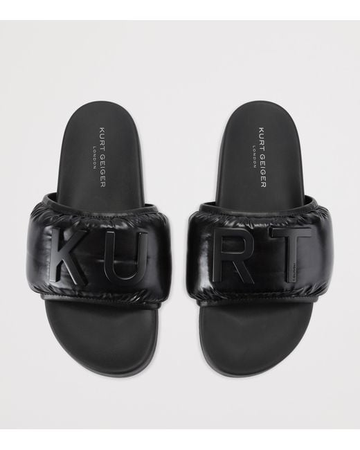 Kurt Geiger Black Embellished Kurt Puff Slides for men