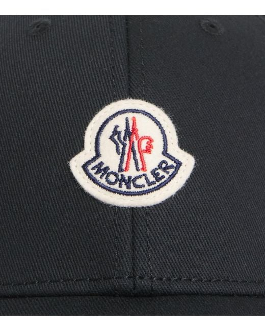 Moncler Black Cotton Logo Baseball Cap for men