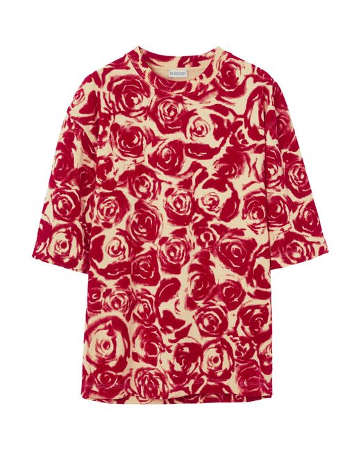 Burberry Red Rose Print T-shirt for men